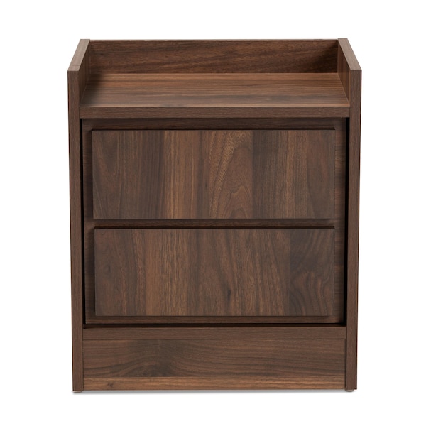 Baxton Studio Hale Modern and Contemporary Walnut Brown Finished Wood 2-Drawer Nightstand - 174-11212-ZORO