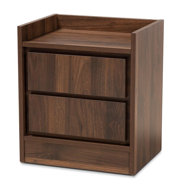 Baxton Studio Hale Modern and Contemporary Walnut Brown Finished Wood 2-Drawer Nightstand - 174-11212-ZORO
