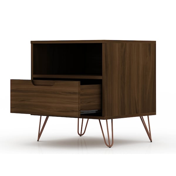 Manhattan Comfort Rockefeller Nightstand 1.0 in Brown (Set of 2) - 2-101GMC5