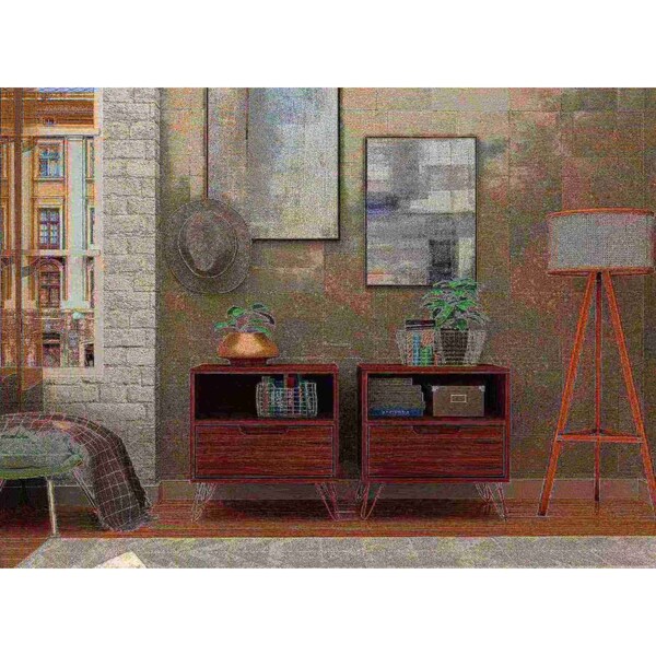 Manhattan Comfort Rockefeller Nightstand 1.0 in Brown (Set of 2) - 2-101GMC5