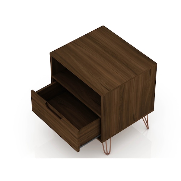 Manhattan Comfort Rockefeller Nightstand 1.0 in Brown (Set of 2) - 2-101GMC5