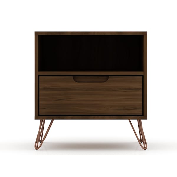 Manhattan Comfort Rockefeller Nightstand 1.0 in Brown (Set of 2) - 2-101GMC5