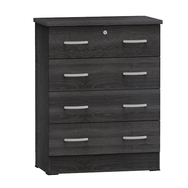 Kd Muebles De Dormitorio 39 x 29 x 16 in. Cindy 4 Drawer Chest Wooden Dresser with Lock, Oak - KD2536507