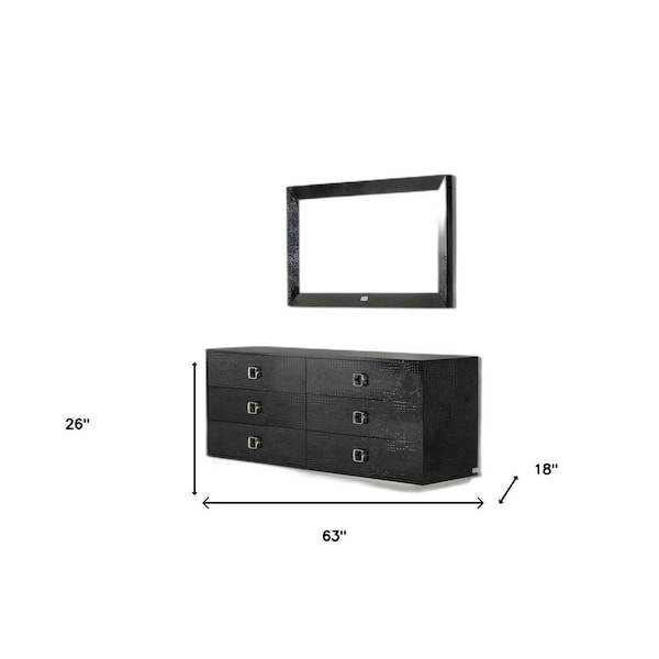 Homeroots Modern Crocodile Dresser - Black - 284153
