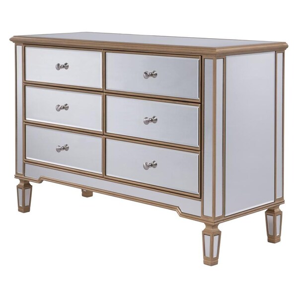 Elegant Decor 6 Drawer Dresser 48 In. X 18 In. X 32 In. In Gold Paint - MF6-1117G