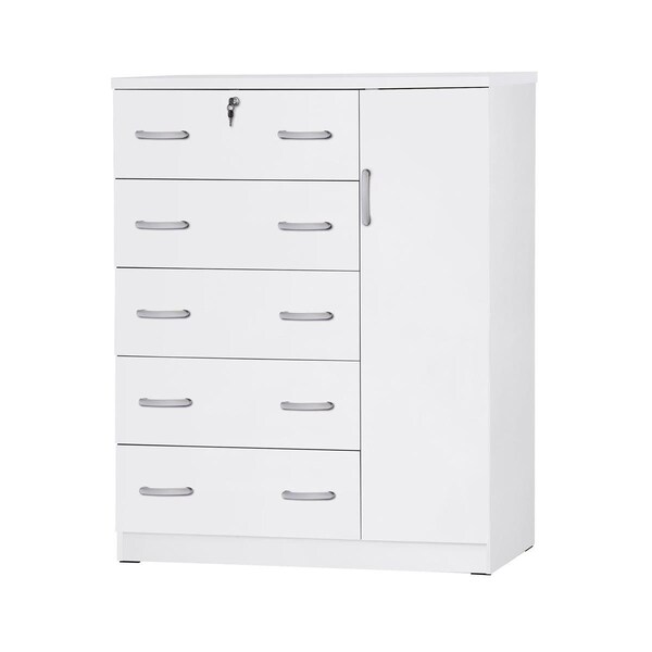 Better Home 56 x 48 x 16 in. JCF Sofie 5 Drawer Wooden Tall Chest Wardrobe, White - 616859964389