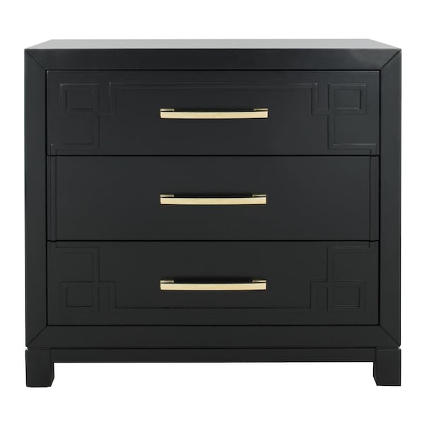 Safavieh Raina 3 Drawer Chest; Black & Gold - CHS6412C