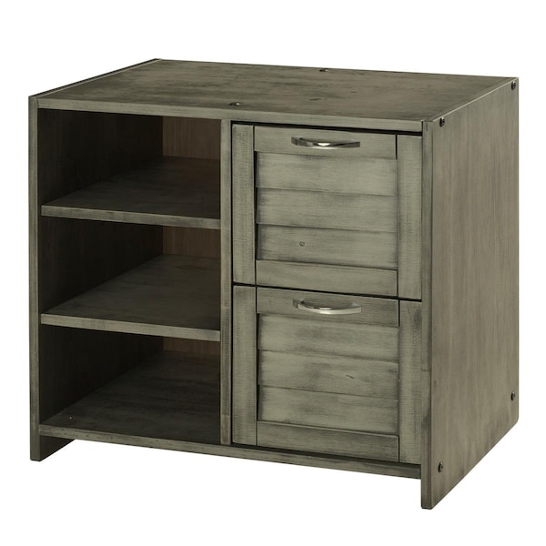 Facelift First PD-790C-AG Louver 2 Drawer Chest with Shelves In Antique Grey - FA469493