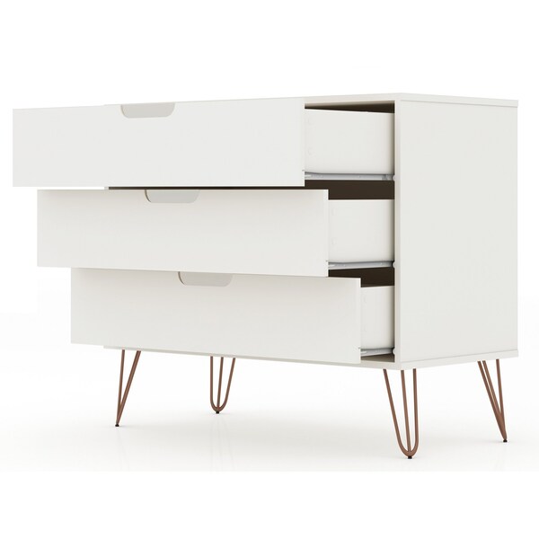 Manhattan Comfort Rockefeller Dresser in White (Set of 2) - 2-103GMC1