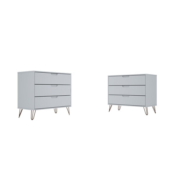 Manhattan Comfort Rockefeller Dresser in White (Set of 2) - 2-103GMC1