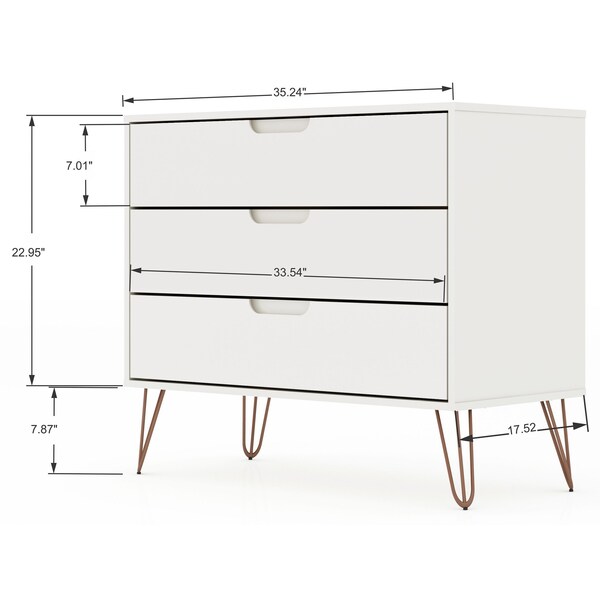 Manhattan Comfort Rockefeller Dresser in White (Set of 2) - 2-103GMC1