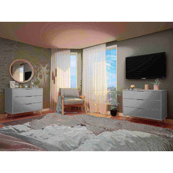 Manhattan Comfort Rockefeller Dresser in White (Set of 2) - 2-103GMC1