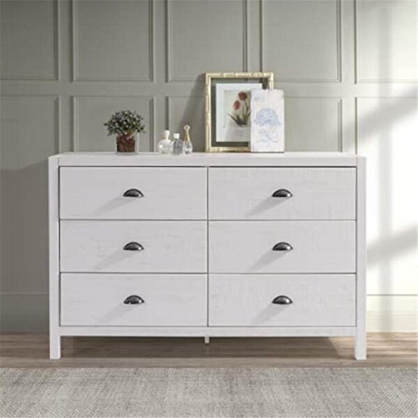 Ecoflex 18.5 x 33.13 x 33.63 in. Hampton Six Drawer Dresser, Coastal White - HM409