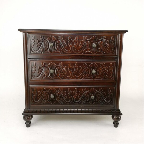 Wayborn 32 x 16 x 32 in. 3 Drawer Accent Chest, Brown - JC021