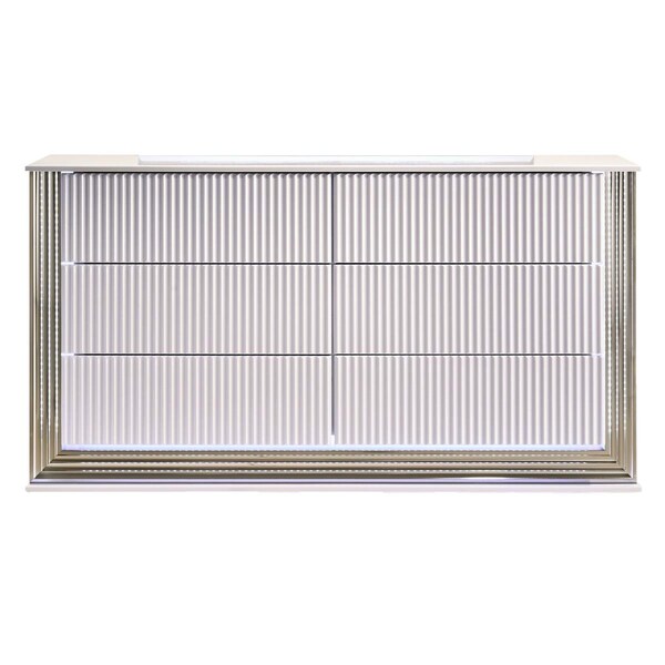 Global Furniture Usa ASPEN-WHITE-D W- LED Aspen Dresser with LED Lighting, White - ASPEN-WHITE-D W/ LED