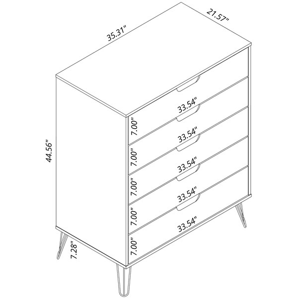 Manhattan Comfort Rockefeller 5-Drawer Dresser, 3-Drawer Dresser and 2-Drawer Nightstand in Tatiana Midnight Blue - 177GMC4