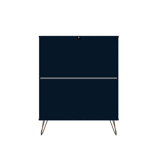 Manhattan Comfort Rockefeller 5-Drawer Dresser, 3-Drawer Dresser and 2-Drawer Nightstand in Tatiana Midnight Blue - 177GMC4