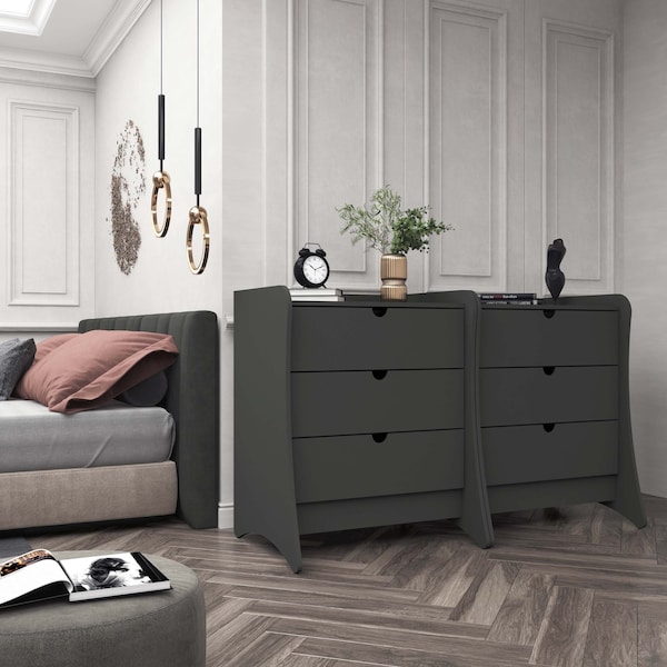 Manhattan Comfort Coney Dresser Set of 2 in Grey - 2-182GMC9