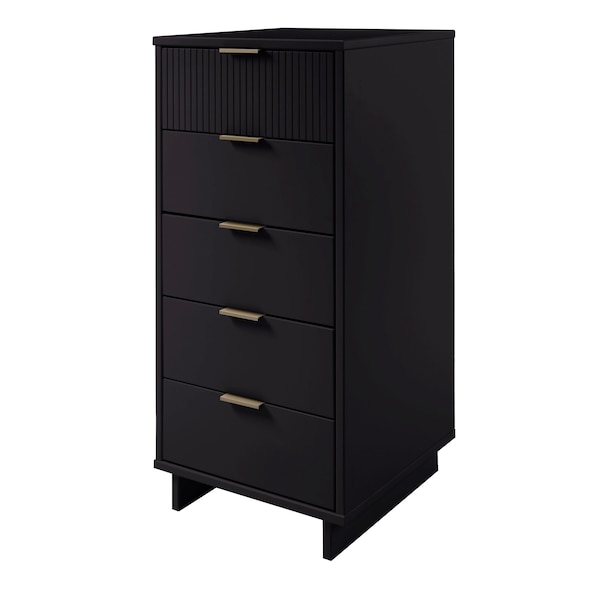 Manhattan Comfort Granville Tall 23.62 Narrow Dresser in Black - DR-5002