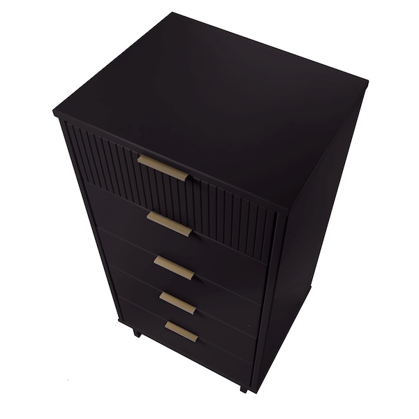 Manhattan Comfort Granville Tall 23.62 Narrow Dresser in Black - DR-5002