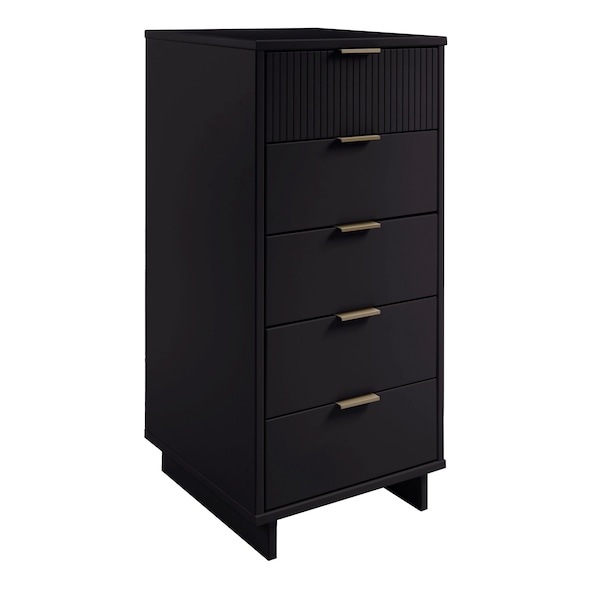 Manhattan Comfort Granville Tall 23.62 Narrow Dresser in Black - DR-5002