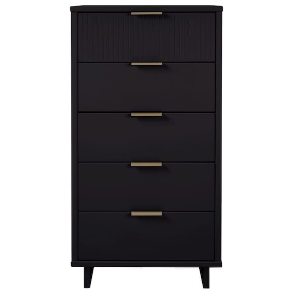 Manhattan Comfort Granville Tall 23.62 Narrow Dresser in Black - DR-5002
