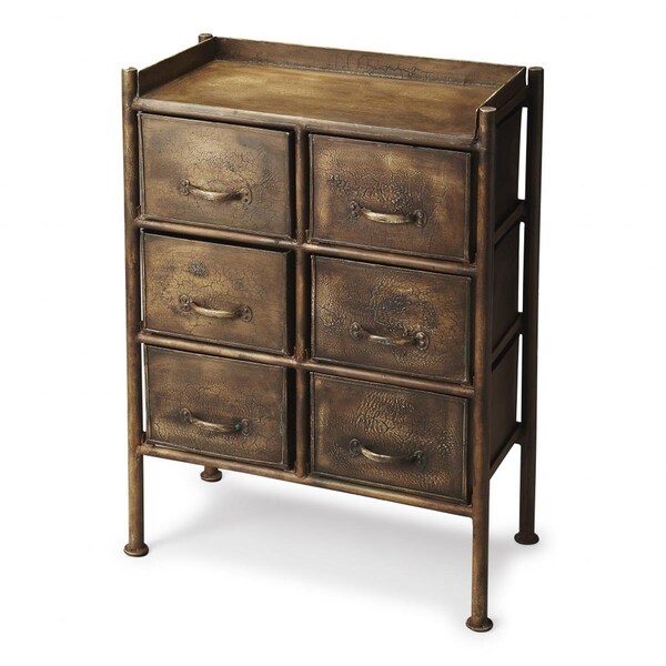 Homeroots 34 x 23 x 12 in. Cameron Industrial Bronze Chic Drawer Chest - 389728
