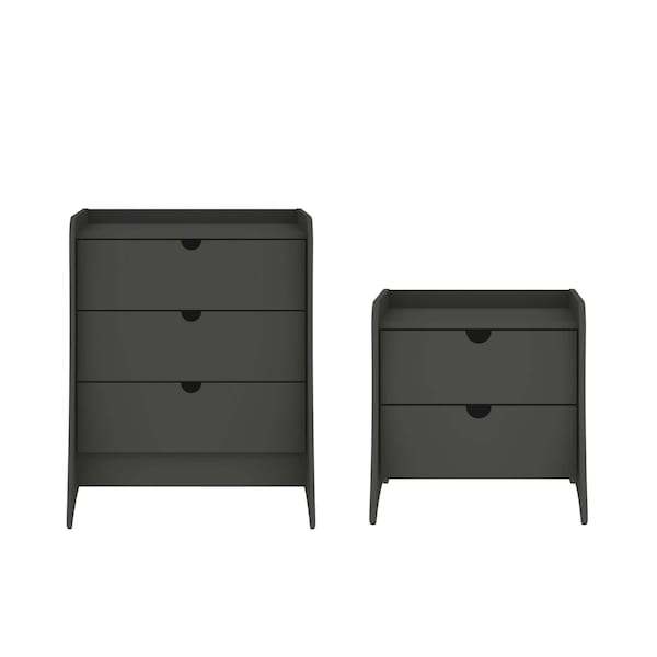 Manhattan Comfort Coney 2-Piece Dresser and Nightstand in Grey - 185GMC9