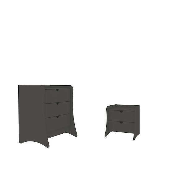 Manhattan Comfort Coney 2-Piece Dresser and Nightstand in Grey - 185GMC9