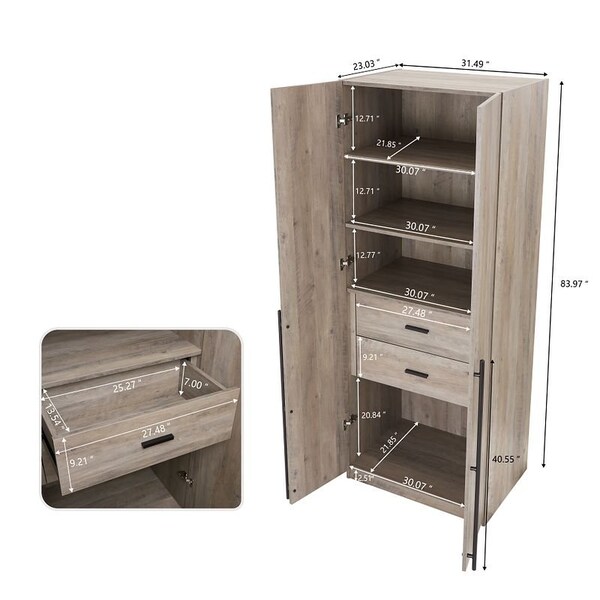 Manhattan Comfort Lee Wardrobe Closet 1.0 in Rustic Grey - WC001-GY