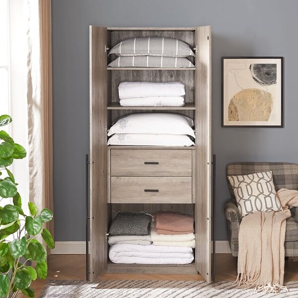 Manhattan Comfort Lee Wardrobe Closet 1.0 in Rustic Grey - WC001-GY