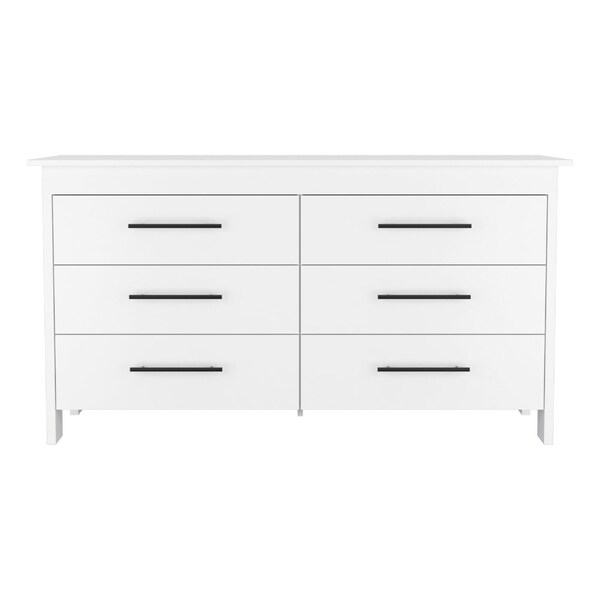 Tuhome Hms 6 Drawer Double Dresser, Four Legs, Superior Top, White - CLB5980