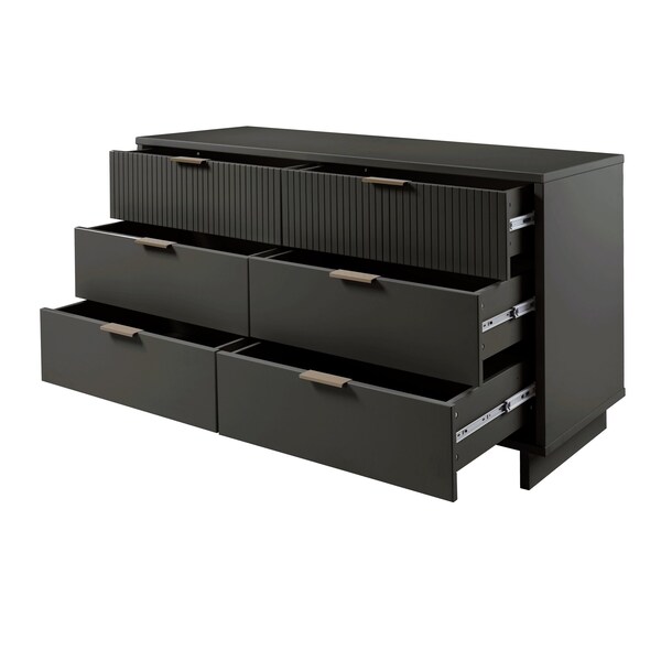 Manhattan Comfort Granville 55.07 Double Wide Dresser in Dark Grey - DR-5035