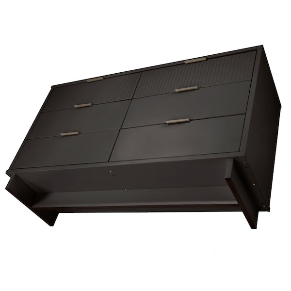 Manhattan Comfort Granville 55.07 Double Wide Dresser in Dark Grey - DR-5035