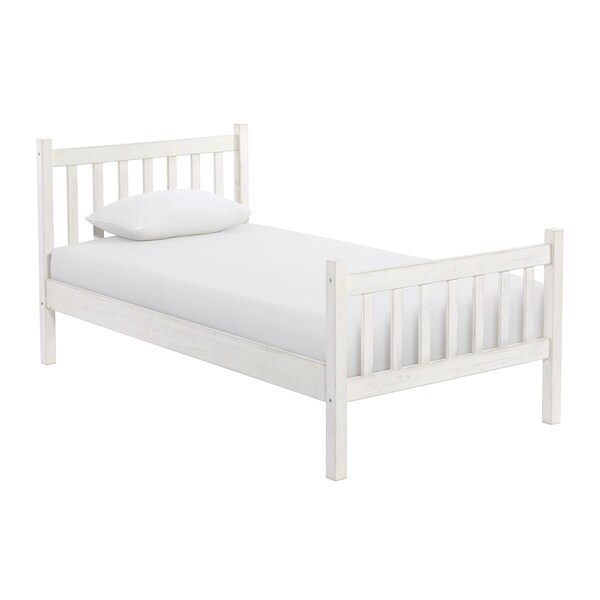 Alaterre Furniture Windsor 3-Piece Wood Bedroom Set with Slat Twin Bed and 2 Nightstands, White - ANWI1031R4