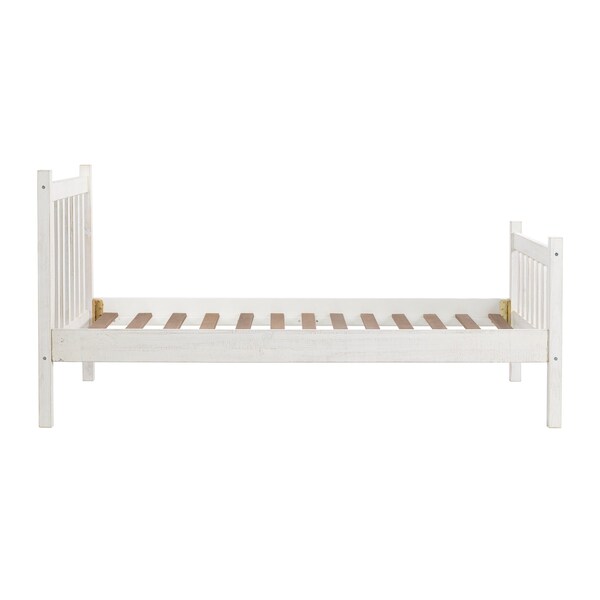 Alaterre Furniture Windsor 3-Piece Wood Bedroom Set with Slat Twin Bed and 2 Nightstands, White - ANWI1031R4