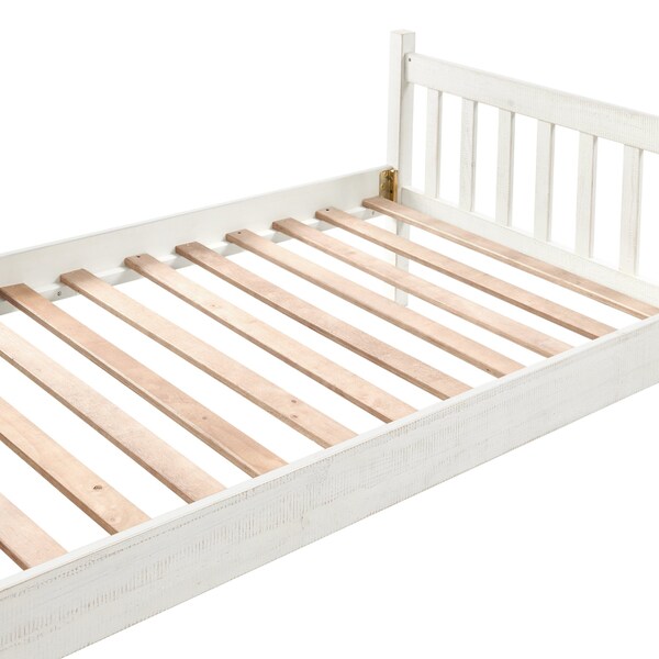 Alaterre Furniture Windsor 3-Piece Wood Bedroom Set with Slat Twin Bed and 2 Nightstands, White - ANWI1031R4