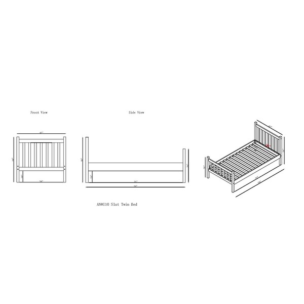 Alaterre Furniture Windsor 3-Piece Wood Bedroom Set with Slat Twin Bed and 2 Nightstands, White - ANWI1031R4