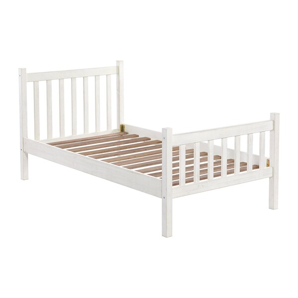 Alaterre Furniture Windsor 3-Piece Wood Bedroom Set with Slat Twin Bed and 2 Nightstands, White - ANWI1031R4