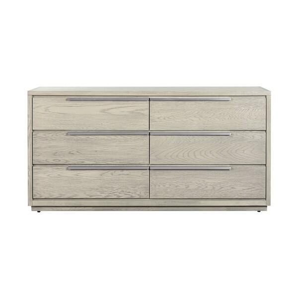 Armen Living Abbey 6 Drawer Dresser in Gray Oak Wood - LCAJDRGR