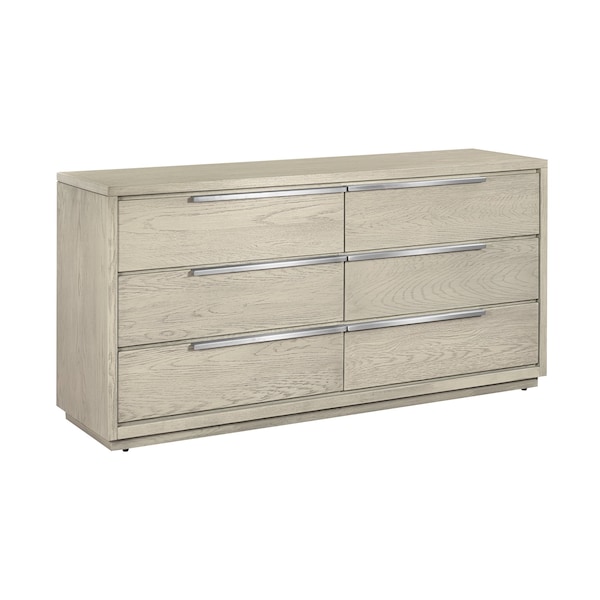 Armen Living Abbey 6 Drawer Dresser in Gray Oak Wood - LCAJDRGR