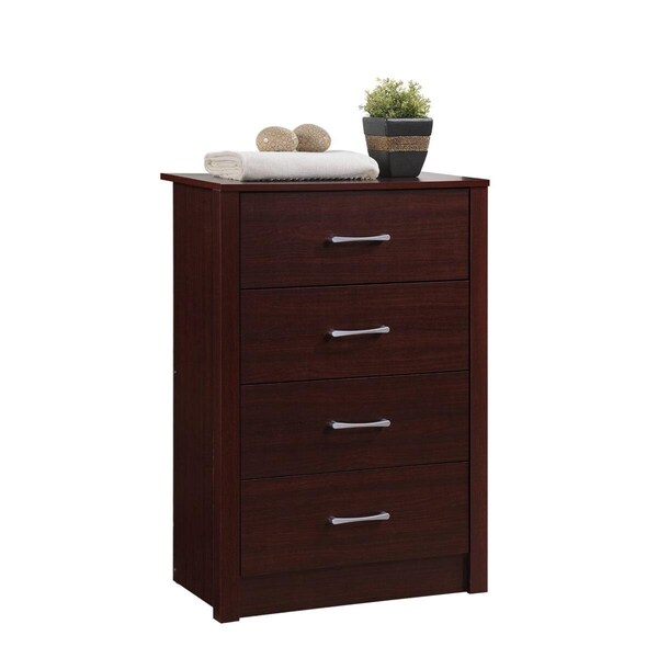 Hodedah 4-Drawer Chest, Mahogany - HI413DR MAHOGANY