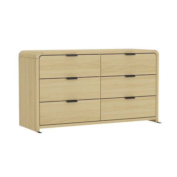 Manhattan Comfort Grace 60in Double Dresser in Natural Oak and Black - DR009-NO