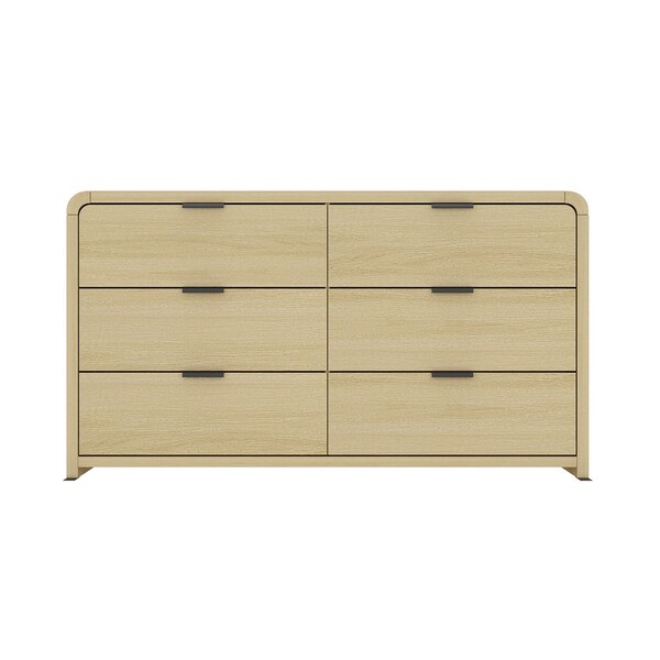 Manhattan Comfort Grace 60in Double Dresser in Natural Oak and Black - DR009-NO