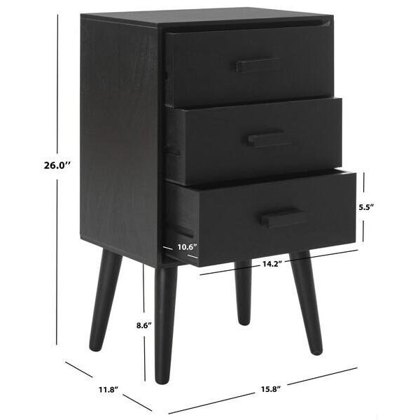 Safavieh Pomona 3 Drawer Chest, Black - CHS5700D