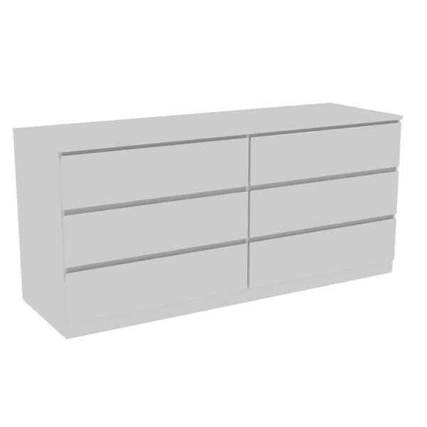 Tuhome Asteria 6 Drawer Double Dresser, Metal Handles, White - CLB5955