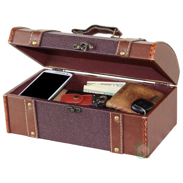 Vintiquewise Dresser Valet Leather Chest with Fabric Lining - QI003018-25.S
