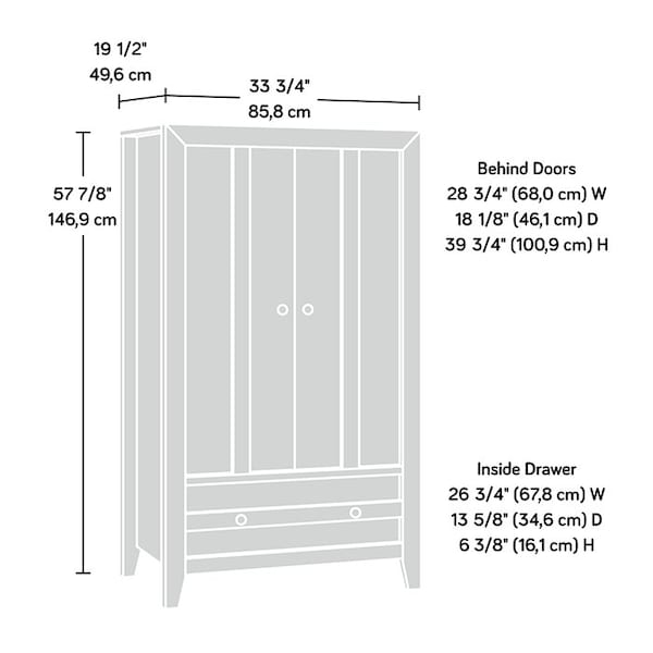 Sauder Dakota Pass Armoire Coa , Safety tested for stability to help reduce tip-over accidents - 419077