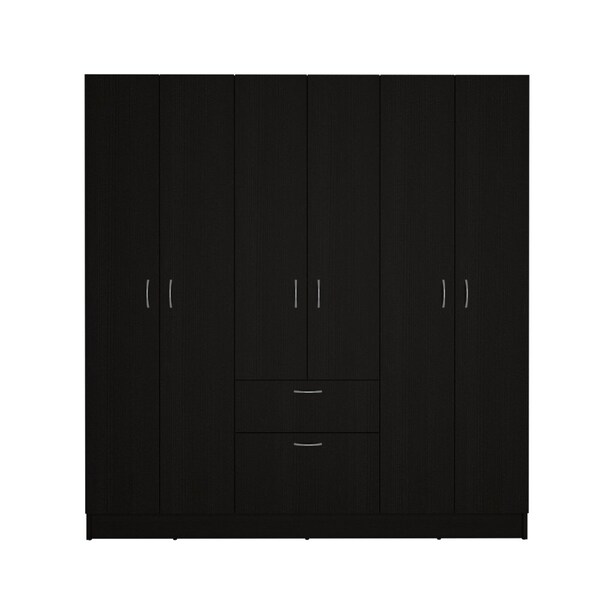 Tuhome Mitu Six Doors Armoire, Seven Interior Shelves, One Drawer, Rod, Black/White - CLW5954