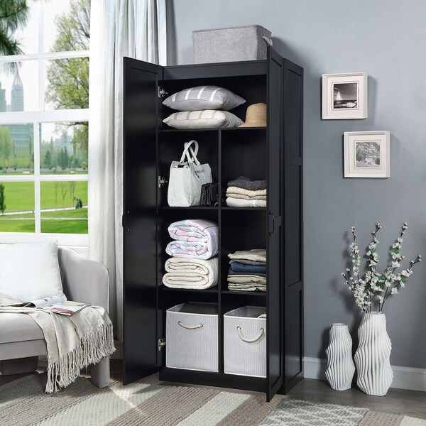 Manhattan Comfort Hopkins Storage Closet 2.0 in Black - 2GLF-BK